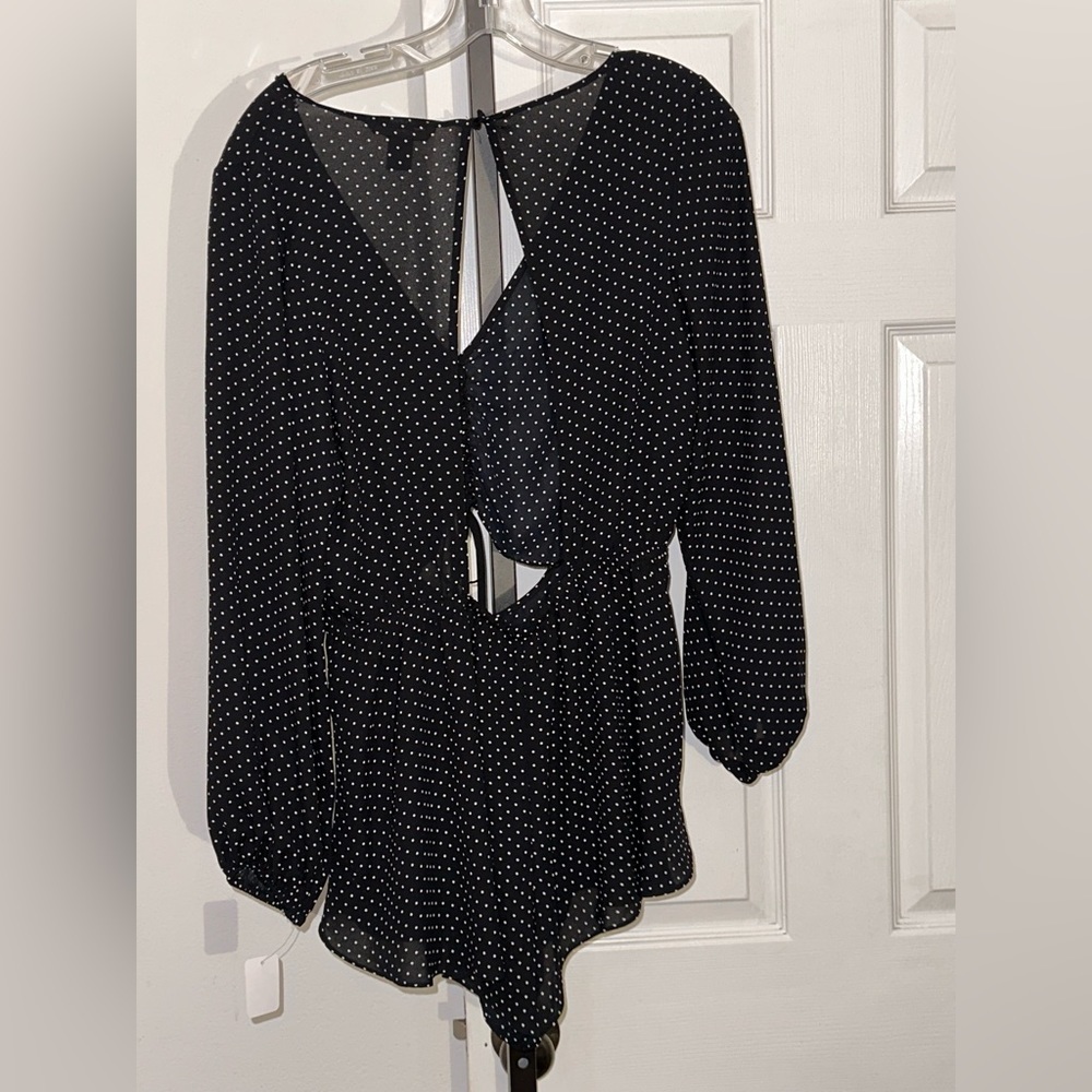 Victoria's Secret Romper Black with white polka dots Size Medium